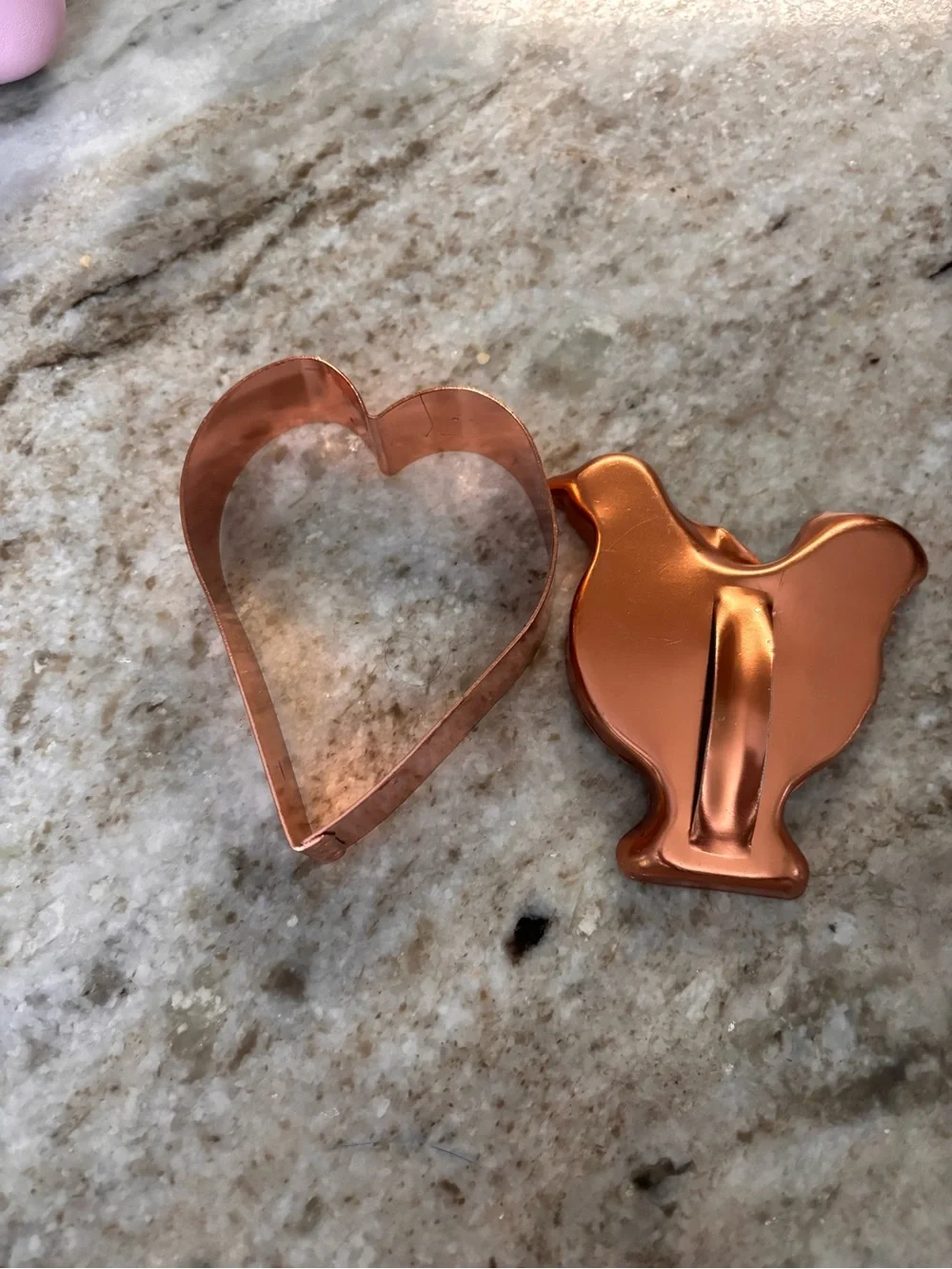 Heart and chicken copper cookie cutters